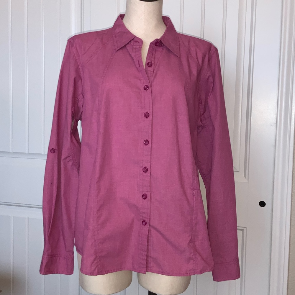 Exofficio Purple Long Sleeve Button Down Shirt Women’s XL Vented Insect Shield